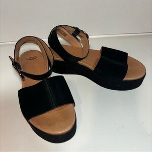 UGG Black and Tan Platform Sandals